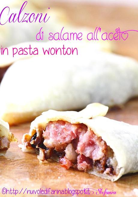 Calzoni di salame all'aceto in pasta wonton