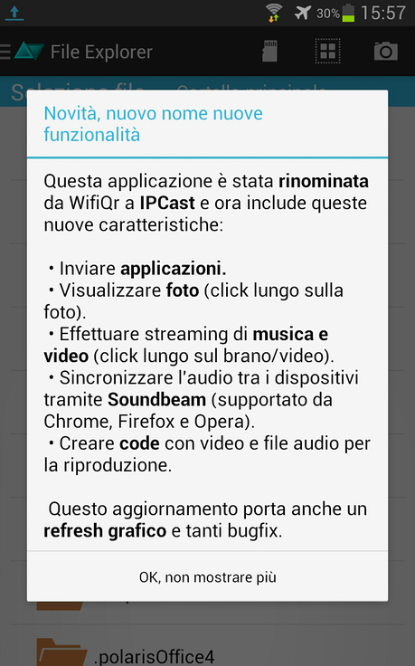 IPCast: trasferimento files via WiFi e streaming multimediale.