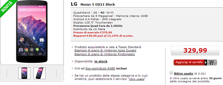 nexus 5 mediaworld Google Nexus 5 in offerta a 329€ da Mediaworld smartphone  offerta nexus 5 mediaworld google nexus 5 
