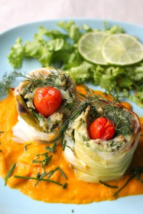 Turbanti di platessa in salsa di carote e zenzero