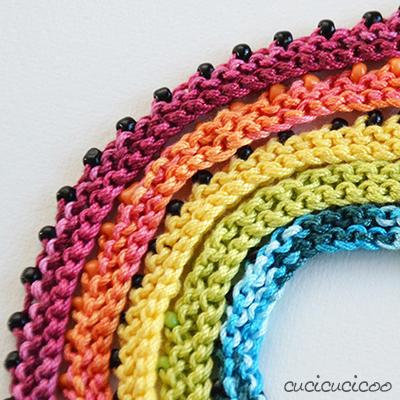Easy knit rainbow beaded necklaces (beginner knitting)