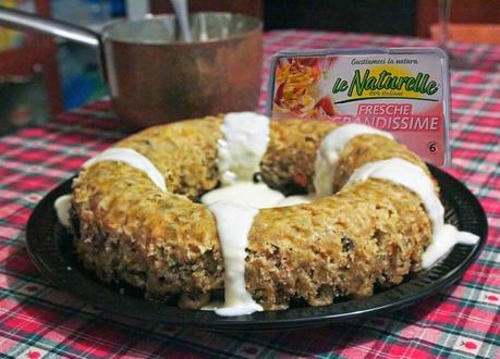 Timballo infornato di anelletti alle verdure.