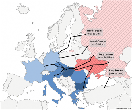 Le infrastrutture di importazione dalla Russia © Matteo Verda http://www.sicurezzaenergetica.it/wp-content/uploads/2014/05/politiche_ue.pptx