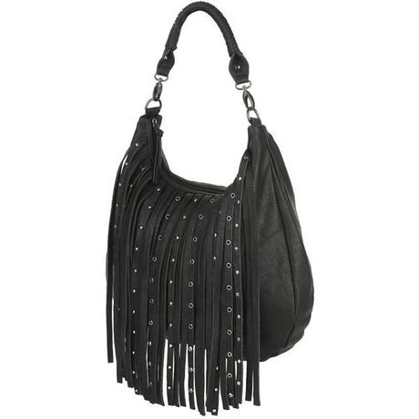 Studded Fringe Hobo Bag