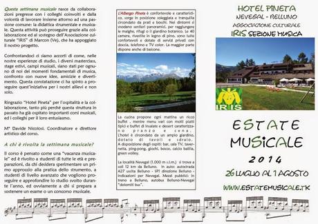 Corsi musicali estivi presso l'albergo Pineta in località Nevegal (Belluno)