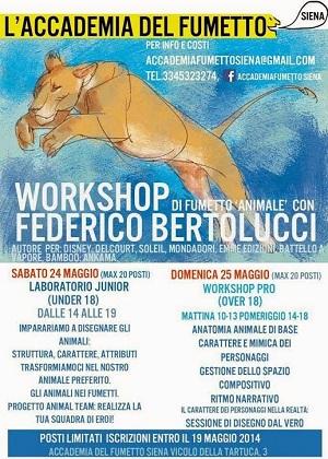 Workshop di fumetto animale con Federico Bertolucci  Federico Bertolucci Accademia del Fumetto Siena 