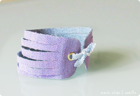 Bracciale in jeans colorato DIY