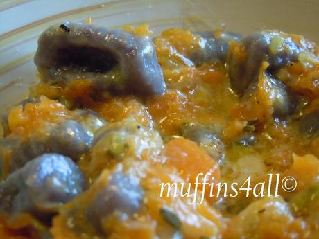 Gnocchi di vitelotte con zucca e gorgonzola