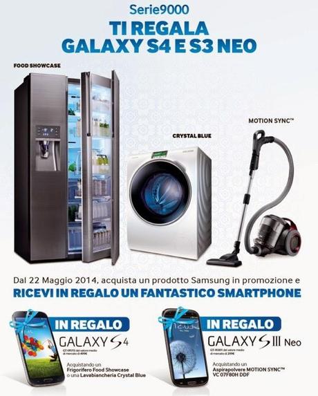 Promozione Samsung: compri un frigo o una lavatrice e ricevi in regalo un Galaxy S4