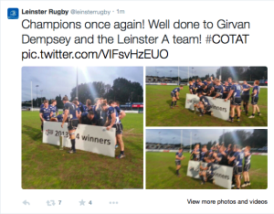Nello screenshot dal twitter ufficiale di Leinster, le immagini del trionfo dei Dubliners