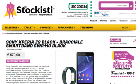 Sony Xperia Z2 Black bracciale SmartBand SWR110 Black Gli Stockisti Smartphone cellulari tablet accessori telefonia dual sim e tanto altro 600x363 Sony Xperia Z2 + SmartBand SWR110 a 579 euro da Glistockisti.it smartphone  Xperia Z2 Sony Xperia Z2 