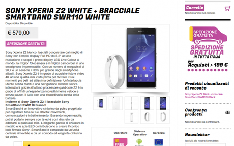 Sony Xperia Z2 White con bracciale SmartBand SWR110 White Gli Stockisti Smartphone cellulari tablet accessori telefonia dual sim e tanto altro 600x375 Sony Xperia Z2 + SmartBand SWR110 a 579 euro da Glistockisti.it smartphone  Xperia Z2 Sony Xperia Z2 