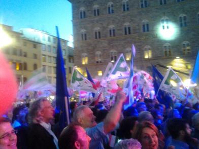 Serata di chiusura della campagna elettorale del PD. In piazza della Signoria con Matteo Renzi.