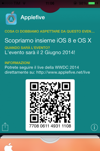 Passbook evento Applefive