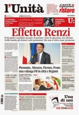 L'UNITA' di oggi 27 maggio 2014: Copioni!!!!