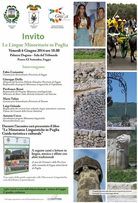 Le minoranze linguistiche in Puglia, convegno a Foggia il 6 giugno con la presenza di Pierfranco Bruni