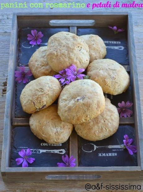 panini con rosmarino e petali di malva