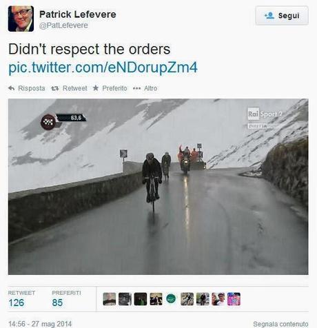 Clamoroso al Giro Lefevre minaccia il Giro !!
