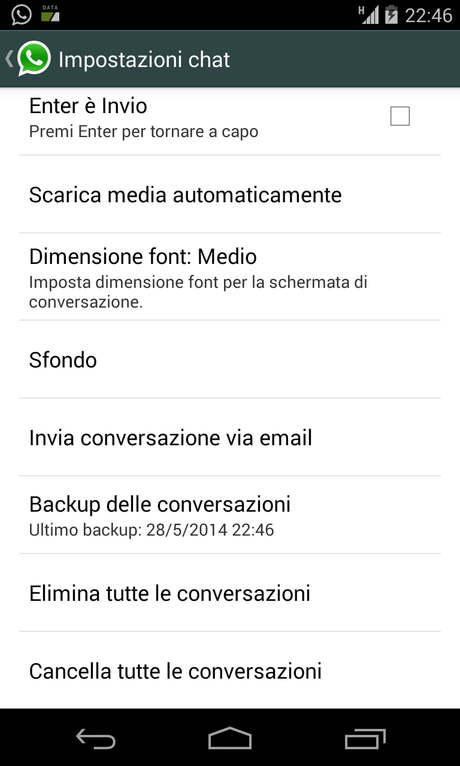 Whatsapp: backup tra due telefoni