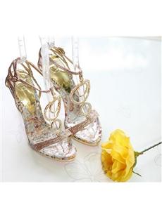 Fashionable Crystal Diamond Metal Stiletto Sandals