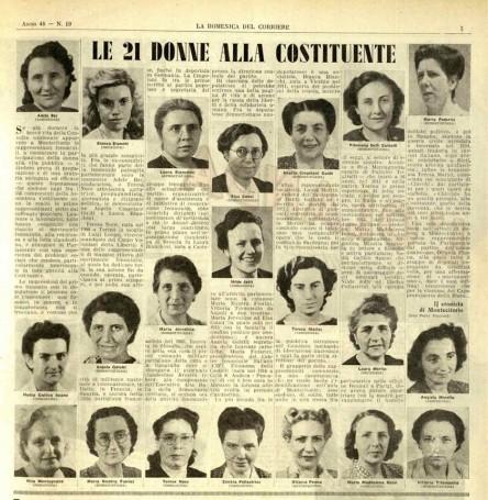 Le donne dell'Assemblea Costituente in un giornale d'epoca