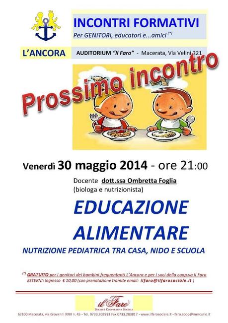 Educazione alimentare tra casa, nido e scuola: incontro informativo a Macerata