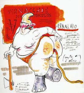 Federico Fellini, disegno per Satyricon: Vernacchio