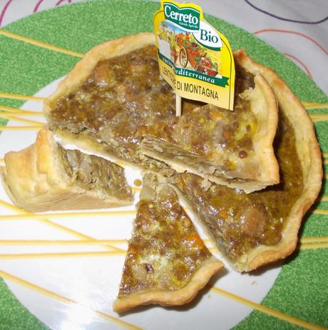 Crostata salata con lenticchie e pancetta