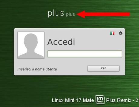 Mint 17 Mate Plus Remix schermata Login utente