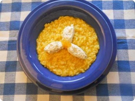 Risotto alla zucca con petali di ricotta