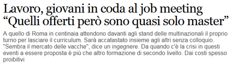 Nuove magliarate: centinaia di giovani in fila per un colloquio di lavoro. Ma le unicche cose che ti offrono sono costosissimi masters a pagamento