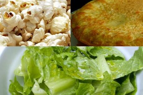 Pop corn insalatina e frittatone con farina di ceci