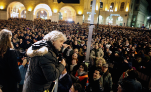 Beppe Grillo, in piazza a Treviso (la7.it)