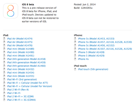 iOS 8 beta 1