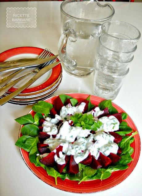 Insalata di spinaci novelli e barbabietole or Baby spinach and beetroot salad