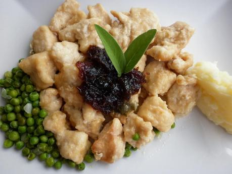 Bocconcini di pollo con composta di cipolle rosse