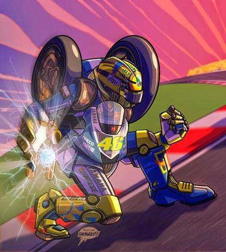 Motorcycle Art - Valentino Rossi VS Marc Marquez by Rich Lee Draws