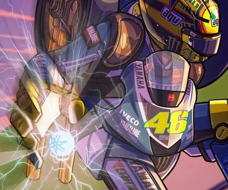 Motorcycle Art - Valentino Rossi VS Marc Marquez by Rich Lee Draws