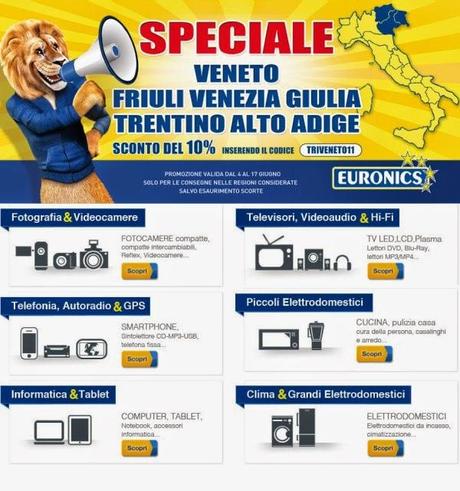 Promozione Euronics: 10% di sconto per chi acquista online fino al 17 giugno