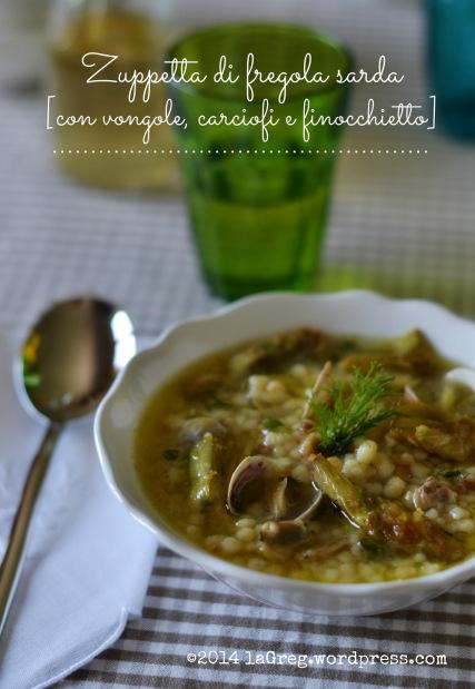 zuppetta di fregola con vongole, carciofi e finocchietto