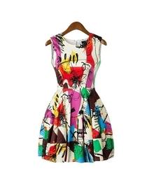Spandex Above Knee A-line Party Floral Print Dress For Women