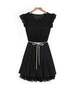 Casual Women's A-line Chiffon Lace Knee-length Robesss with Pleated