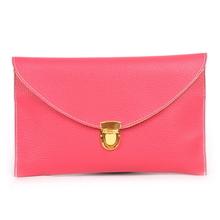 Compact Women's Solid Color PU Clutch Bag with Lock Catch