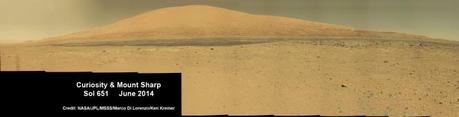 Curiosity ha fotografato il Monte Sharp il 6 giugno scorso durante una traversata nel Cratere Gale. Credit: NASA/JPL/MSSS/Marco Di Lorenzo/Ken Kremer-kenkremer.com