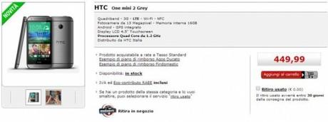 HTC One Mini 2 disponibile da Mediaworld a 449 euro 600x224 HTC One Mini 2 disponibile da Mediaworld a 449 euro news  mediaworld HTC One mini 2 htc 