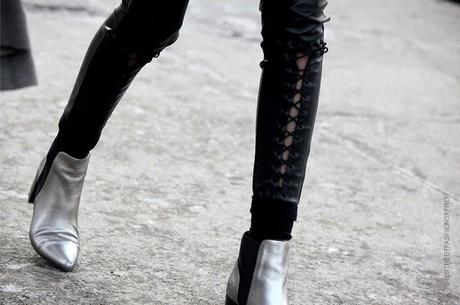 In the Street...Corset Lace-up Leather Pants...Rock Spirit