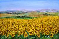 Mi immergo nel sole..dei girasoli - olio a spatola su tela. dim. cm. 60x40 - anno 2011 by Carla Colombo