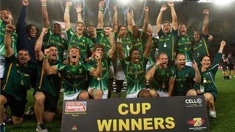 I BlitzBokke festeggiano il successo nella tappa casalinga della HSBC Sevens World Series 2013/'14 (Photo: IRB/Martin Seras Lima)