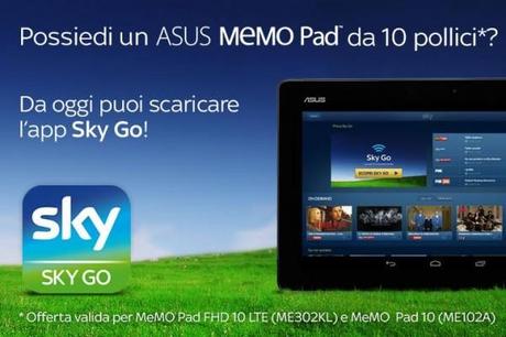 SkyGo disponibile anche per ASUS MeMO Pad 10 e FHD 10 600x400 Sky Go disponibile anche per ASUS MeMO Pad 10 e FHD 10 news  skygo asus memo pad 10 asus 