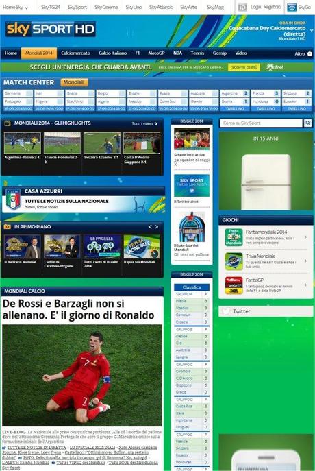 Successo senza precedenti per SkySportHD.it, oltre 1 mln di visitatori unici